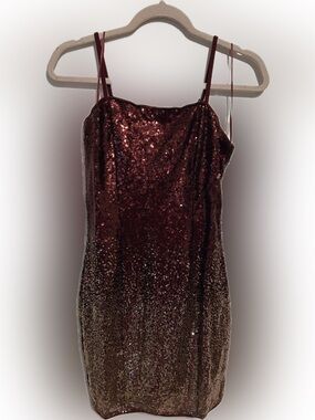 iris Sequin Ombre Mini Dress in Burgundy to Gold